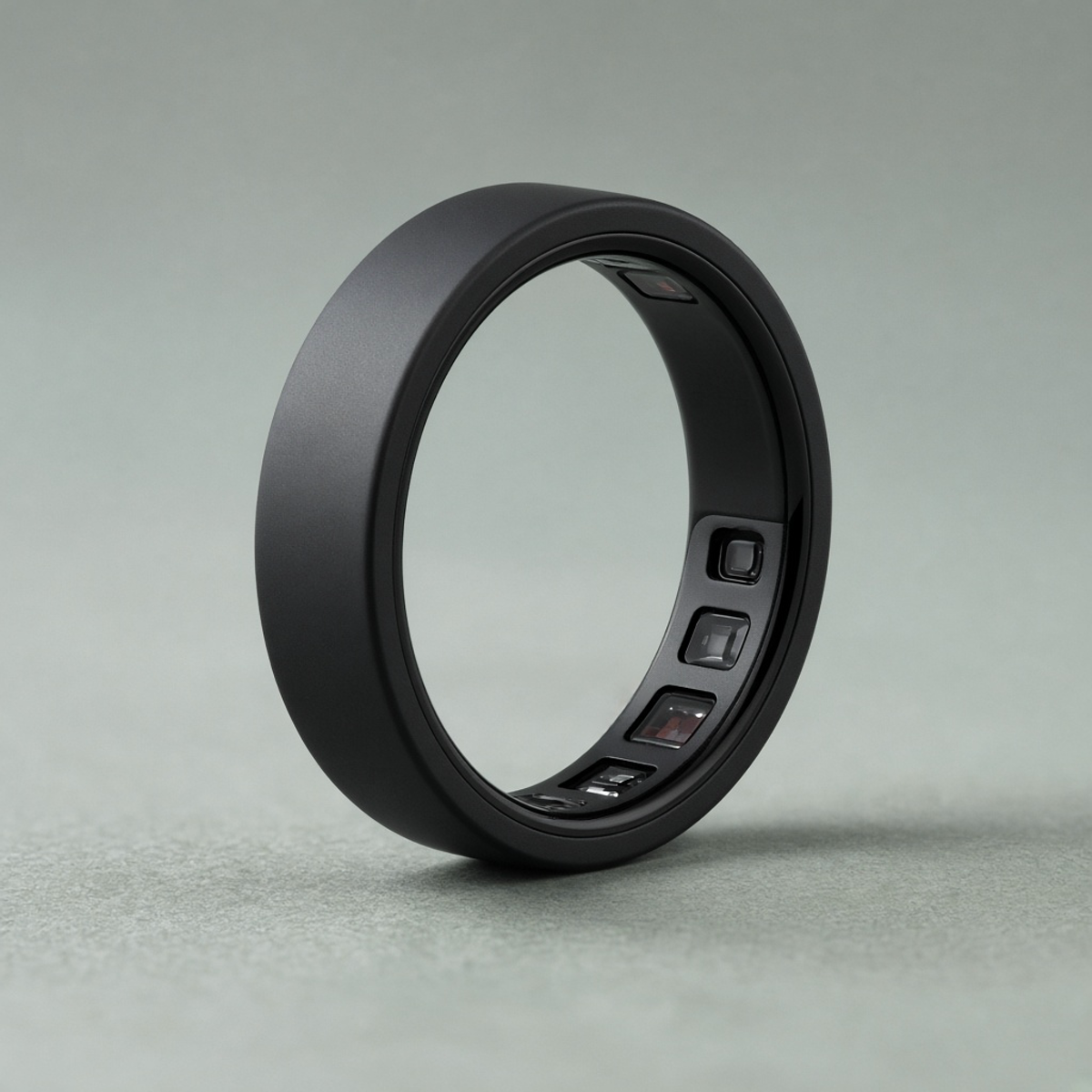 Black Oura Ring 5, sensors visible inside the band