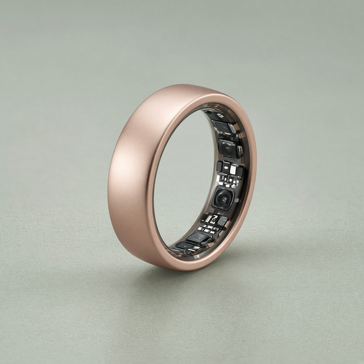 Deep Rose Oura Ring 5, sensors visible inside the band