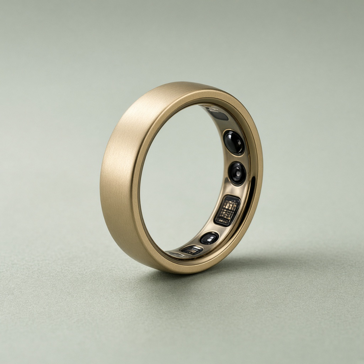 Gold Oura Ring 5, sensors visible inside the band